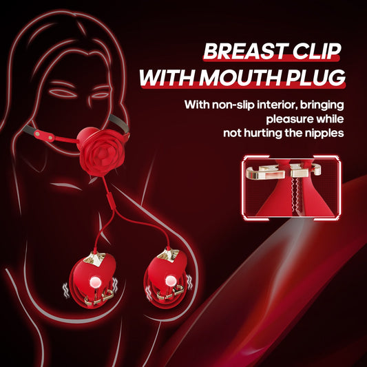 Rose Chain Adjustable Vibrating Nipple Clamps with 9 Modes App Control