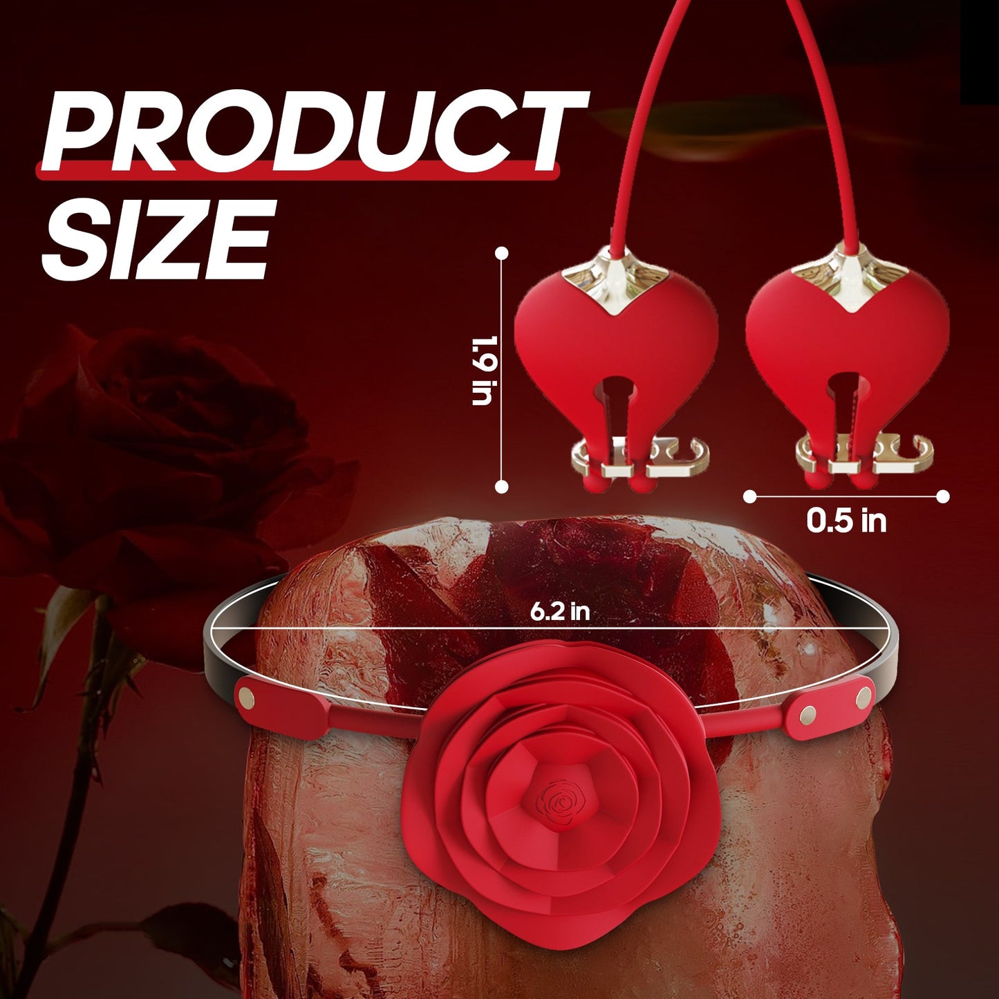 Rose Chain Adjustable Vibrating Nipple Clamps with 9 Modes App Control