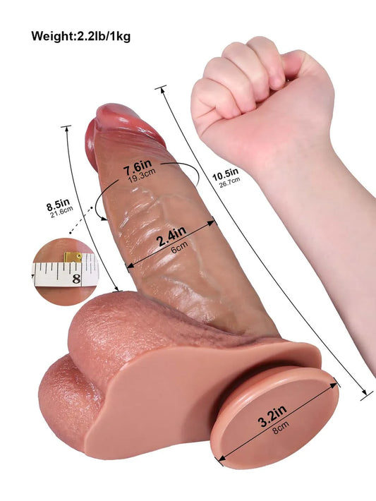 Reed | 10.5" x 2.4" Long Thick Soft Sliding Skin Dildo with and Swinging Moving Balls