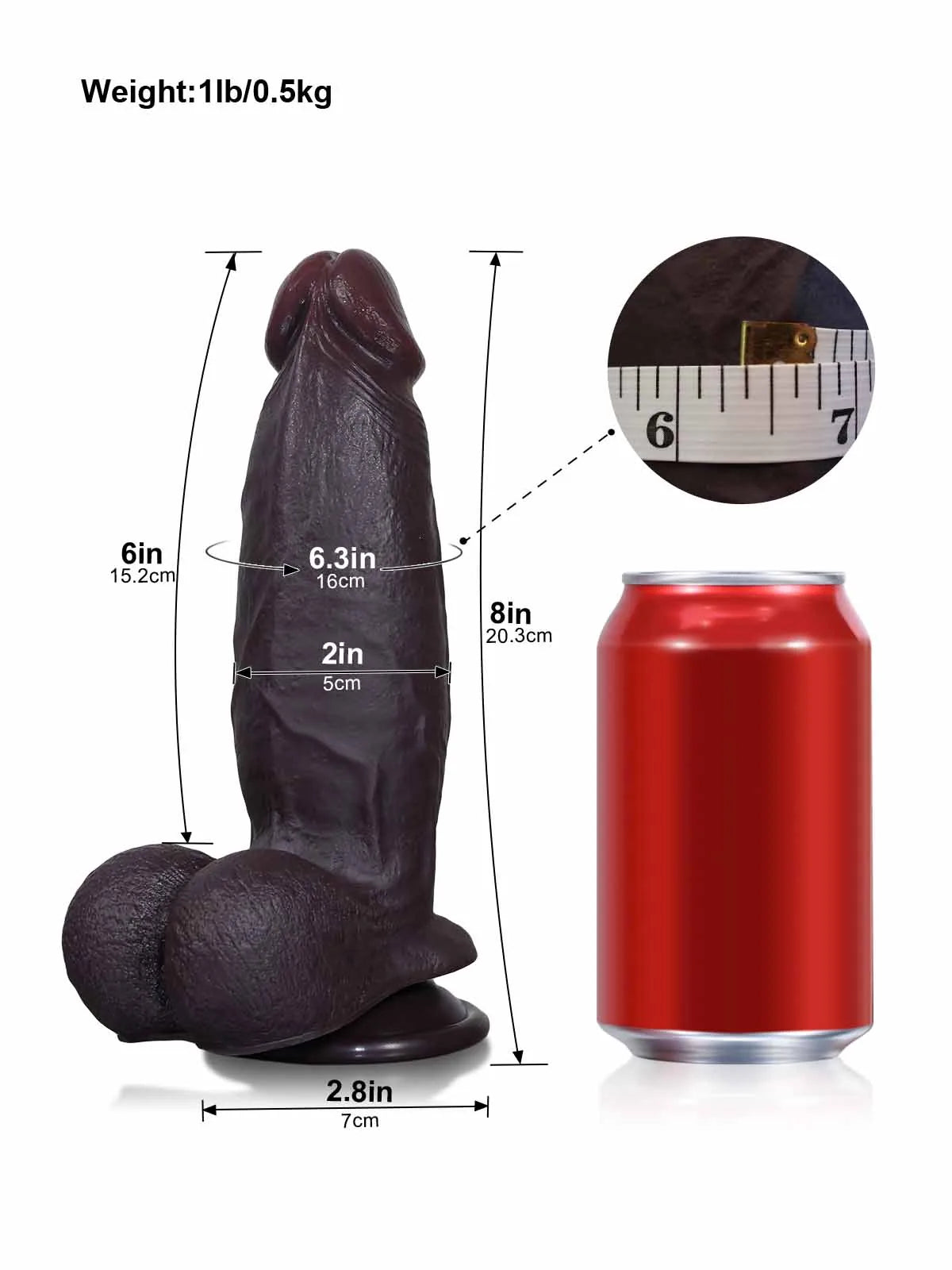 Cato | 8" x 2" Realistic Sliding Skin Dildo with a Natural Veiny Look