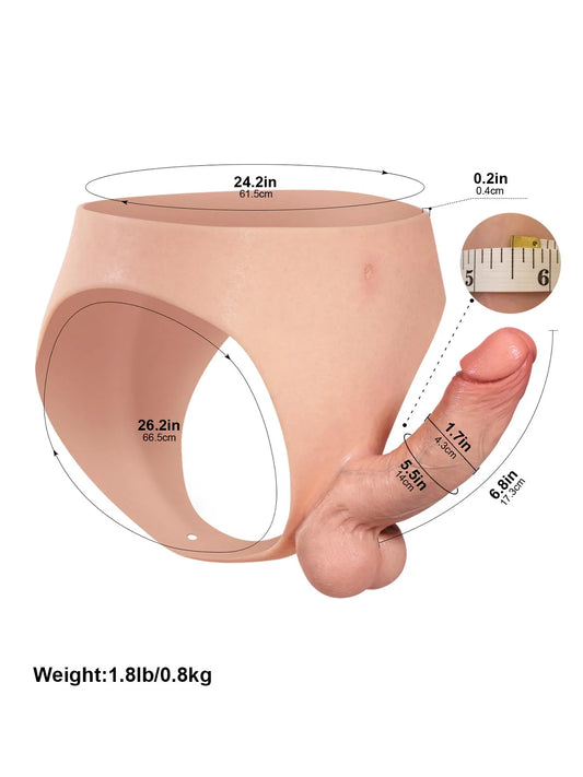 Oscar | 6.8" x 1.7" Wearable Solid Shaft Soft Balls Silicone Strap-On Dildo For Lesbian Couples