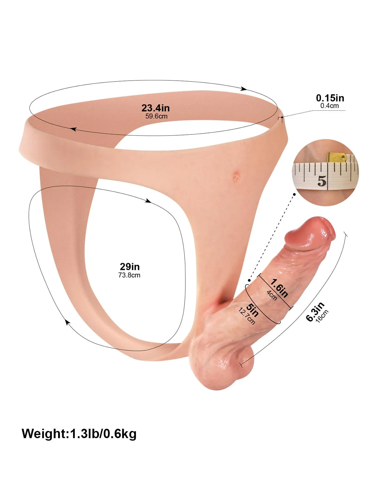Nick | 6.3" x 1.5" Lightweight Solid Strap On Dildo With Slim Secure Harness