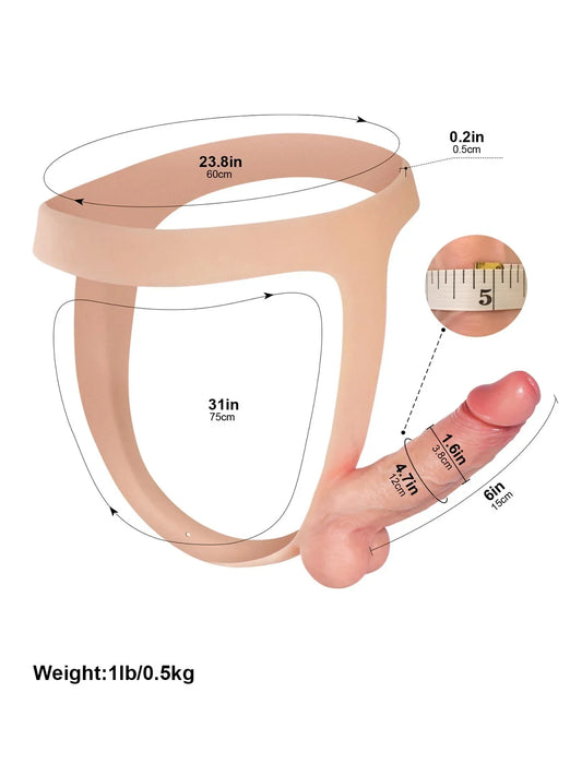 Nathan | 6" x 1.5" Ultra Slim Solid Strap On With Soft Scrotum