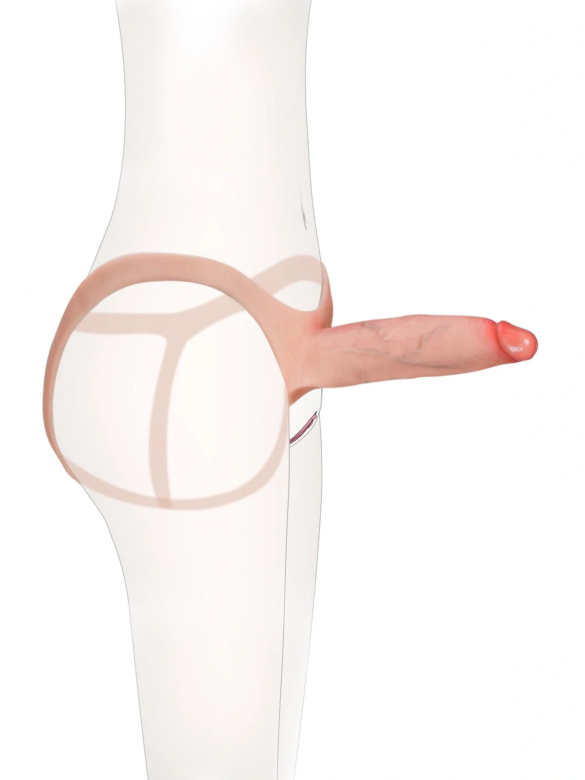 Emberfall | 7.5" x 2" Ultra-Slim Hollow Strap-On Penis Sleeve — Open-Ball, Realistic Soft Silicone