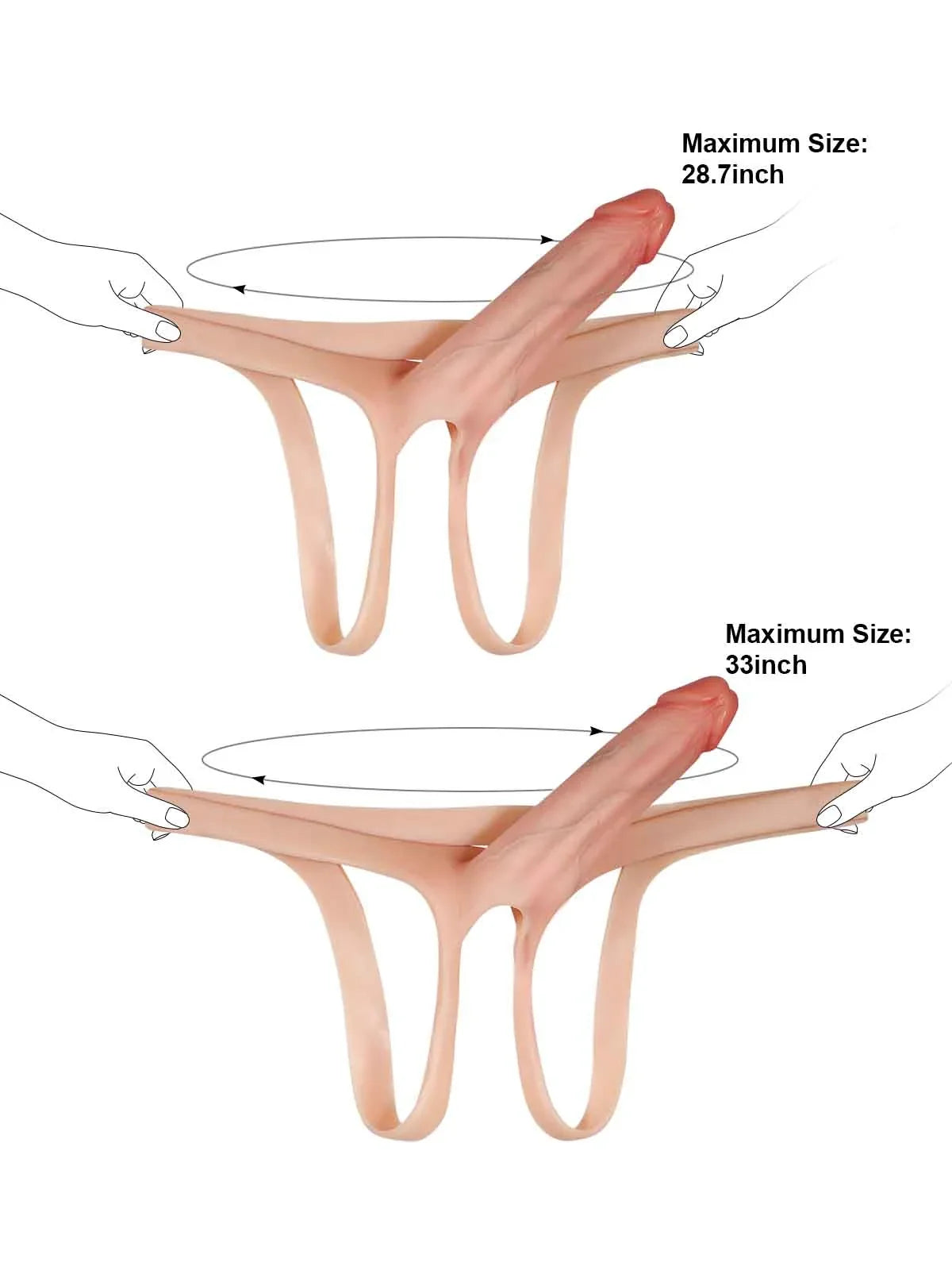 Seraphine | 8.3" x 2.2" Wearable Penis Sleeve for Him - Hollow Silicone Strap-On Soft Version