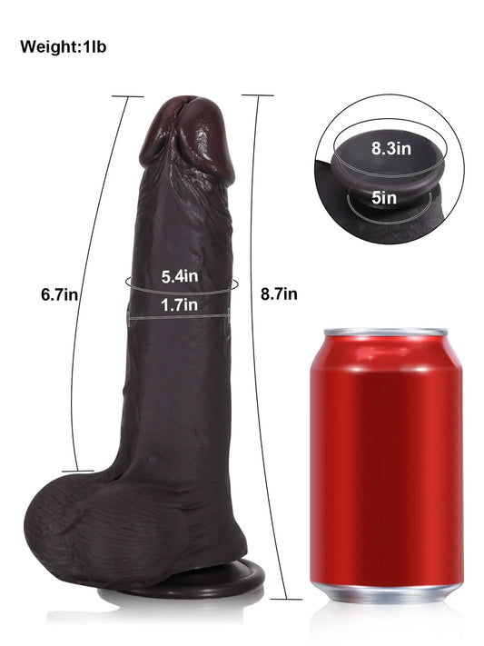 Billy | 8.4" x 1.8" Black Sliding Skin Dildo With Moving Balls