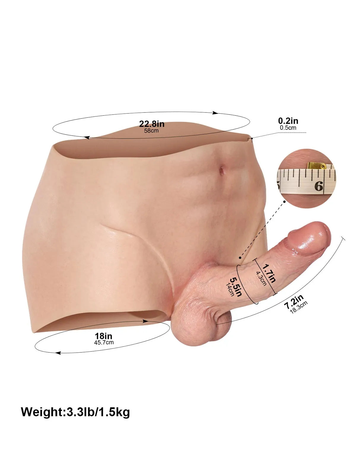 Beck | 7.2" x 1.7" Full-Wrap Solid Silicone Strap-On Underwear with Realistic Dildo Design