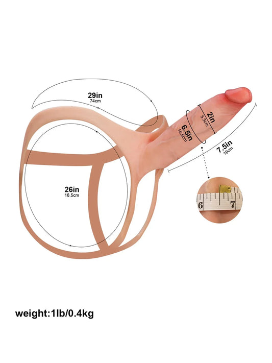 Emberfall | 7.5" x 2" Ultra-Slim Hollow Strap-On Penis Sleeve — Open-Ball, Realistic Soft Silicone